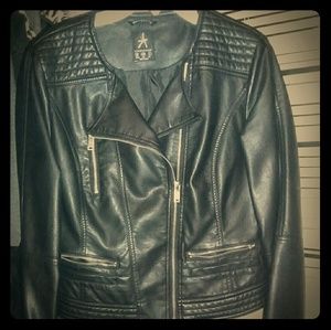 Biker style leather jacket